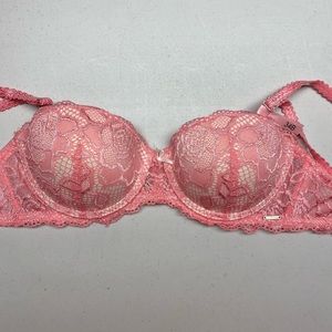 NWT LVR CORAL/CREM Pushup Balconette/Strapless, 34B. *P1005